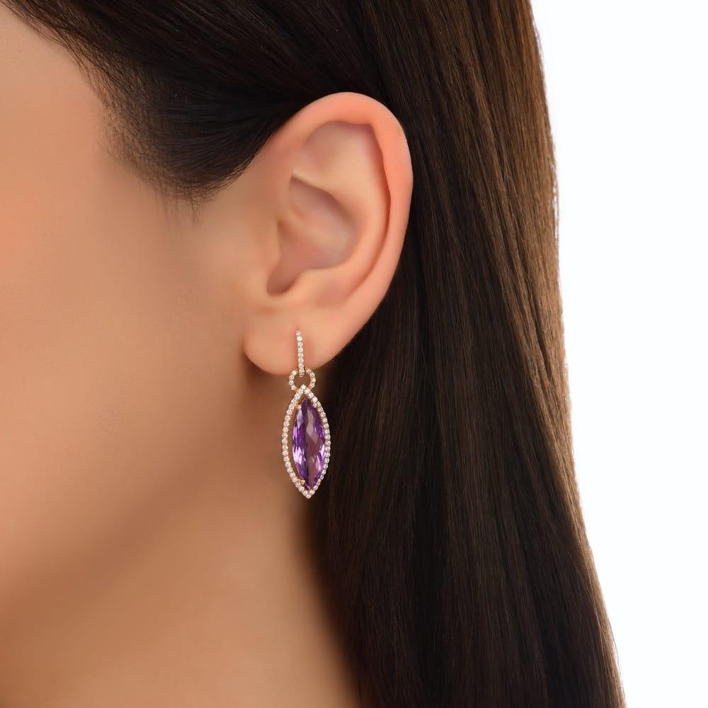 1.40 Karat Viola Ametist Pırlanta Küpe