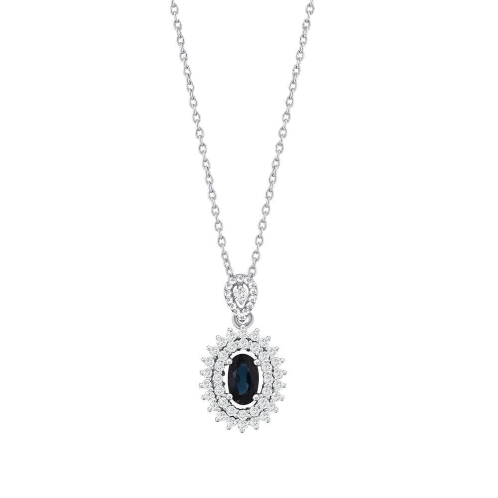 0.82 Karat Safir Pırlanta Kolye