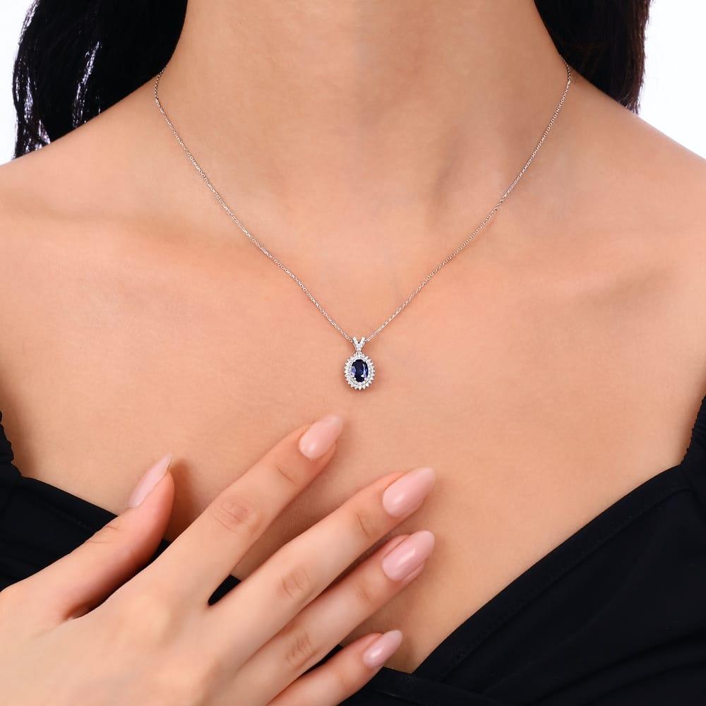 1.69 Karat Safir Pırlanta Kolye