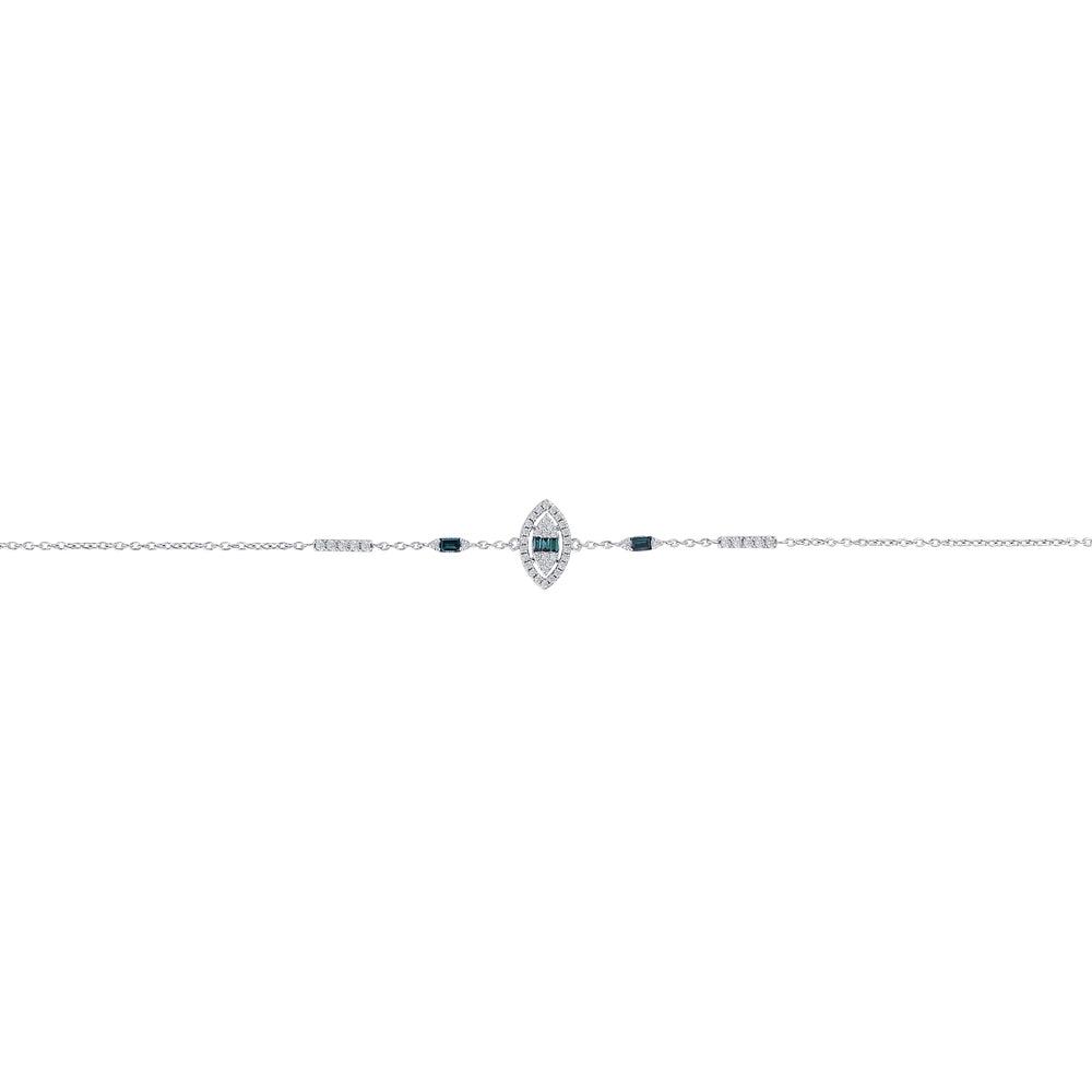 0.41 Karat Deep Blue Baget Pırlanta Bileklik