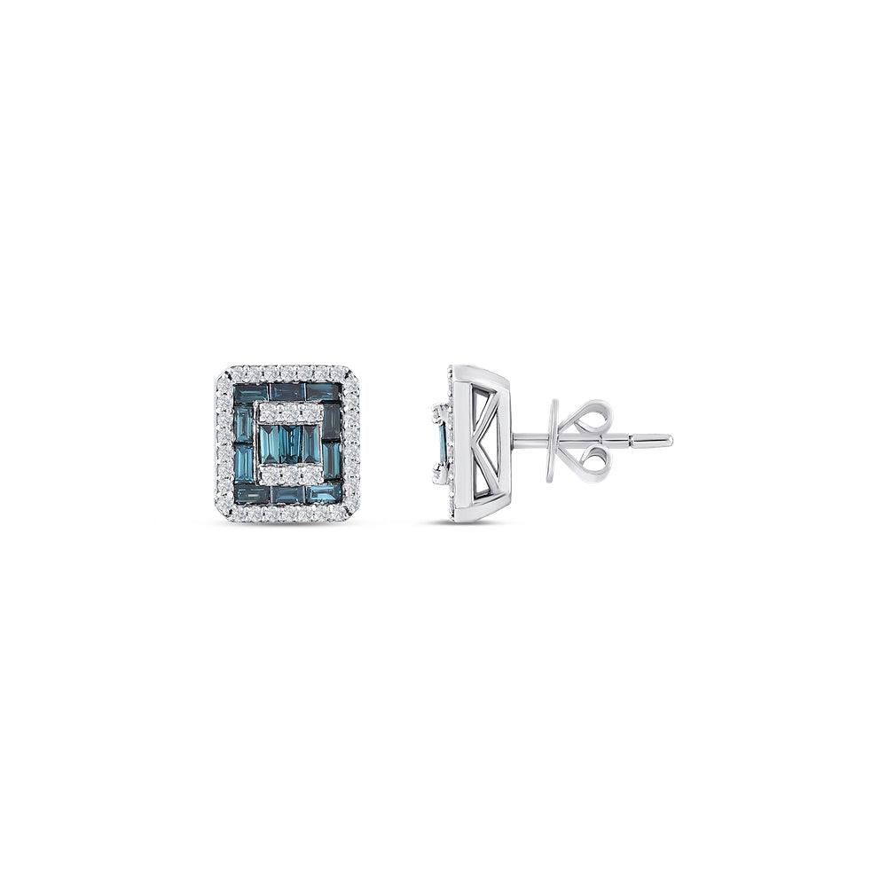 1.02 Karat Deep Blue Baget Pırlanta Küpe