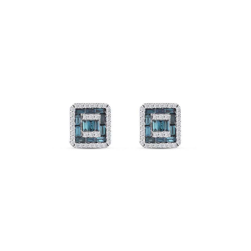 1.02 Karat Deep Blue Baget Pırlanta Küpe