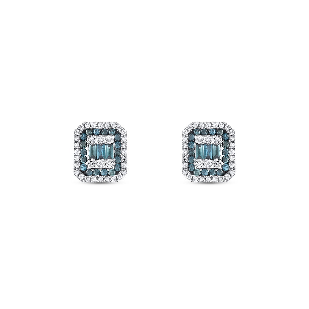 0.80 Karat Deep Blue Baget Pırlanta Küpe