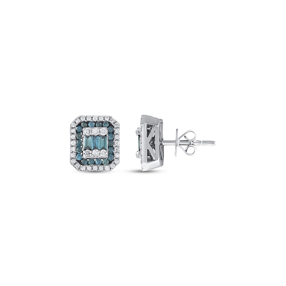 0.80 Karat Deep Blue Baget Pırlanta Küpe