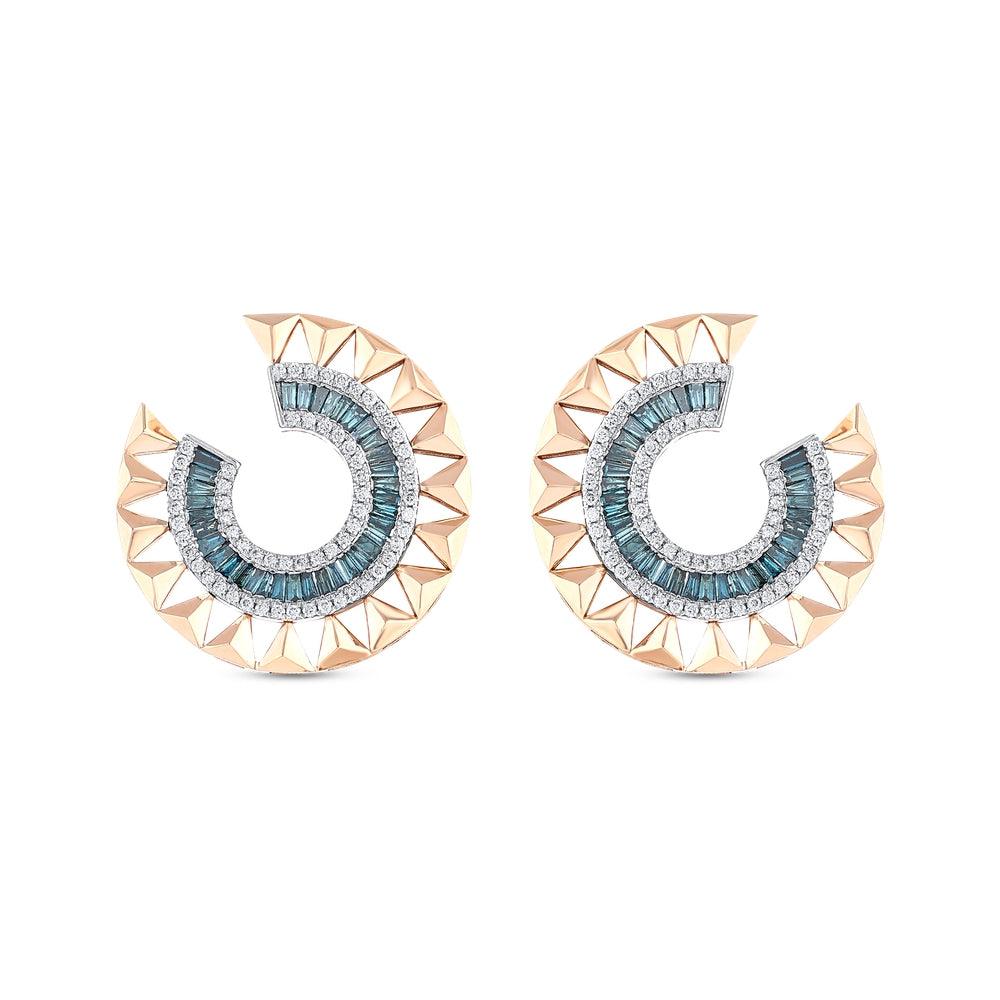 1.41 Karat Deep Blue Baget Küpe