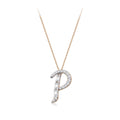 0.22 Karat Baget Pırlanta P Harf Kolye