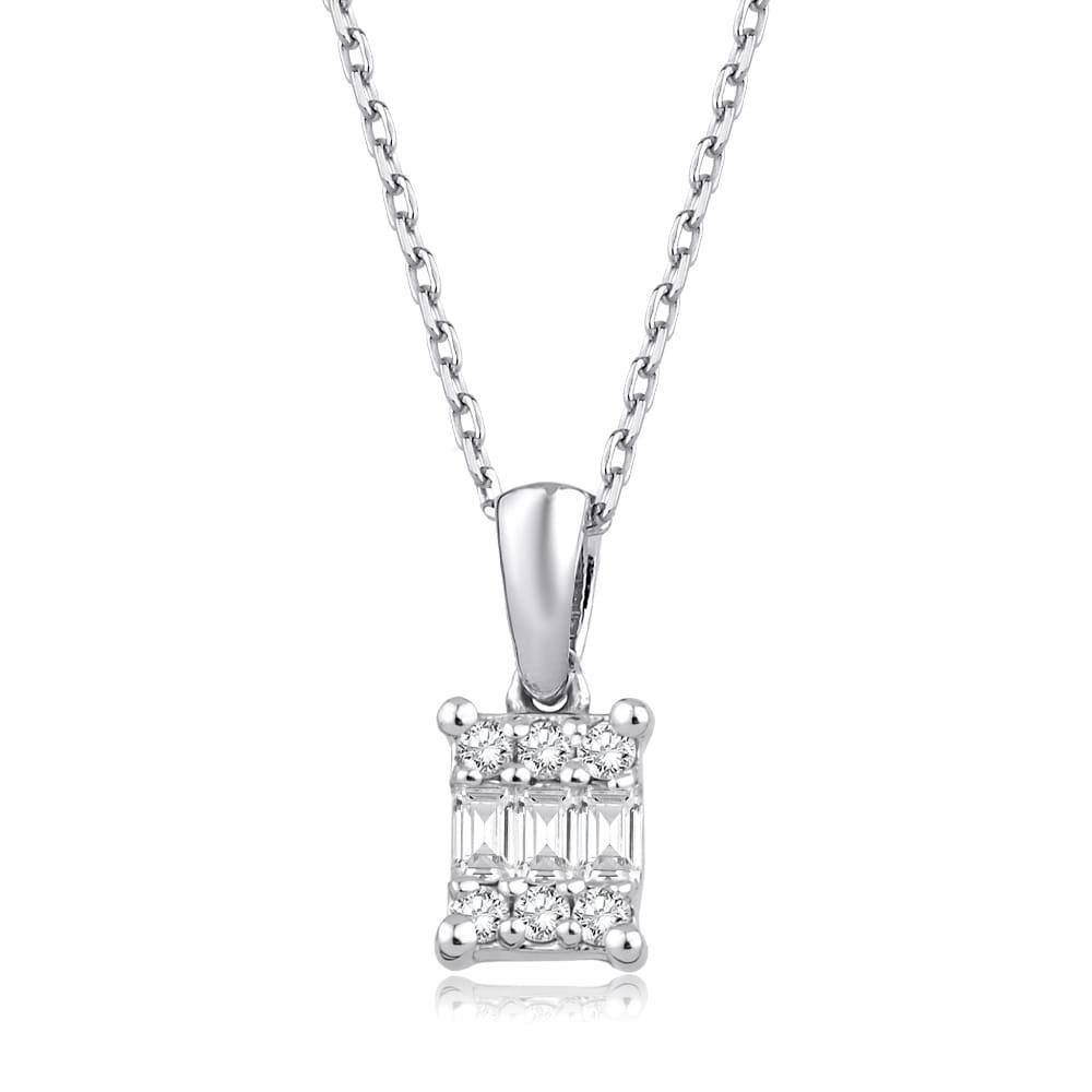 0.12 Karat Laranj Baget Pırlanta Kolye