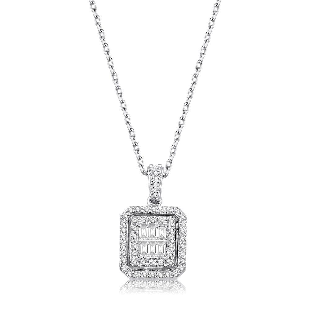 0.32 Karat Laranj Baget Pırlanta Kolye