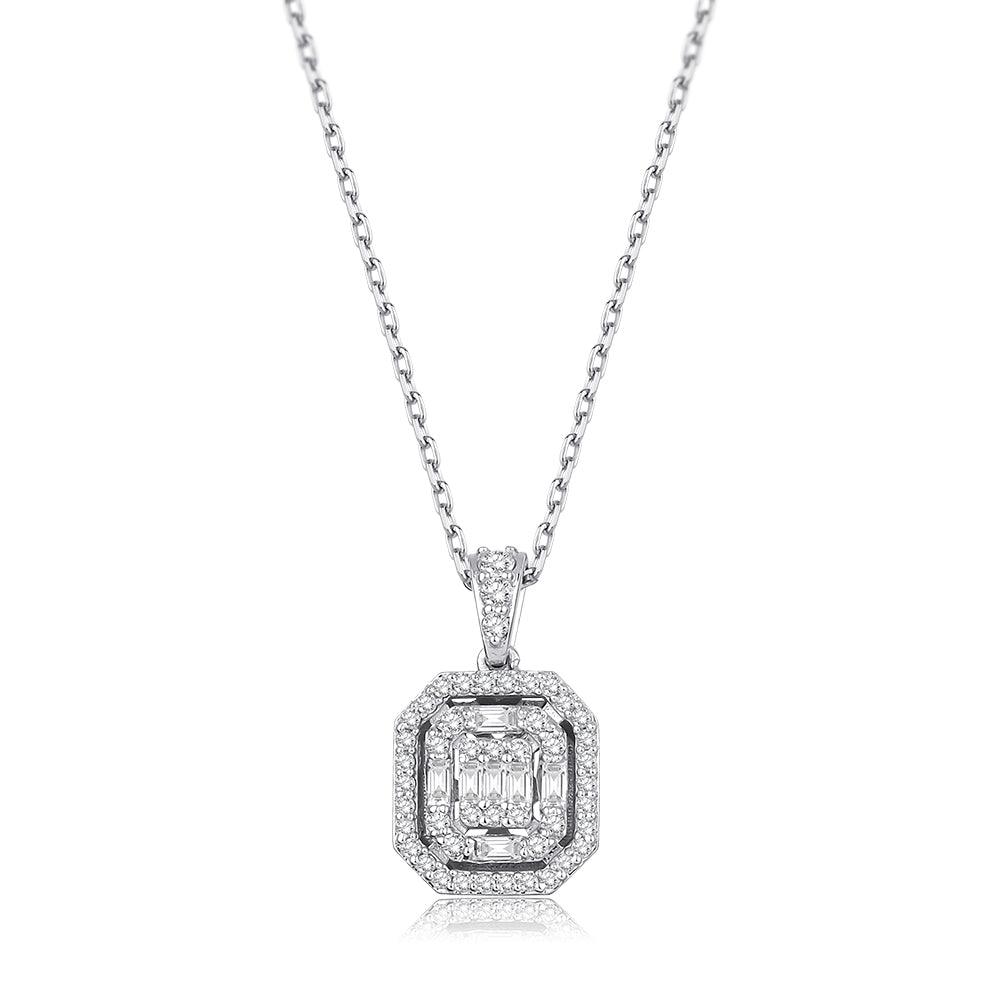 0.32 Karat Laranj Baget Pırlanta Kolye