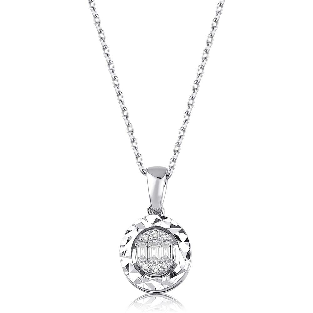 0.06 Karat Laranj Baget Pırlanta Kolye