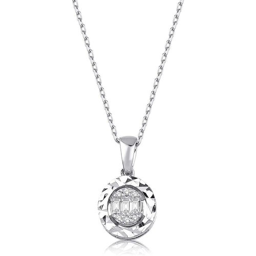 0.06 Karat Laranj Baget Pırlanta Kolye