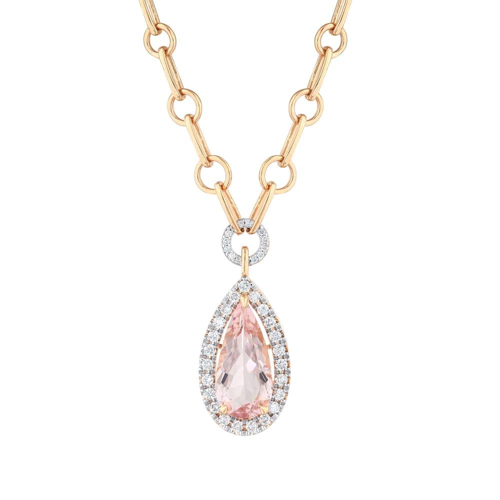 3.32 Karat Rosa Morganit Pırlanta Kolye