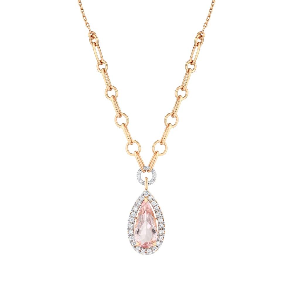 3.32 Karat Rosa Morganit Pırlanta Kolye