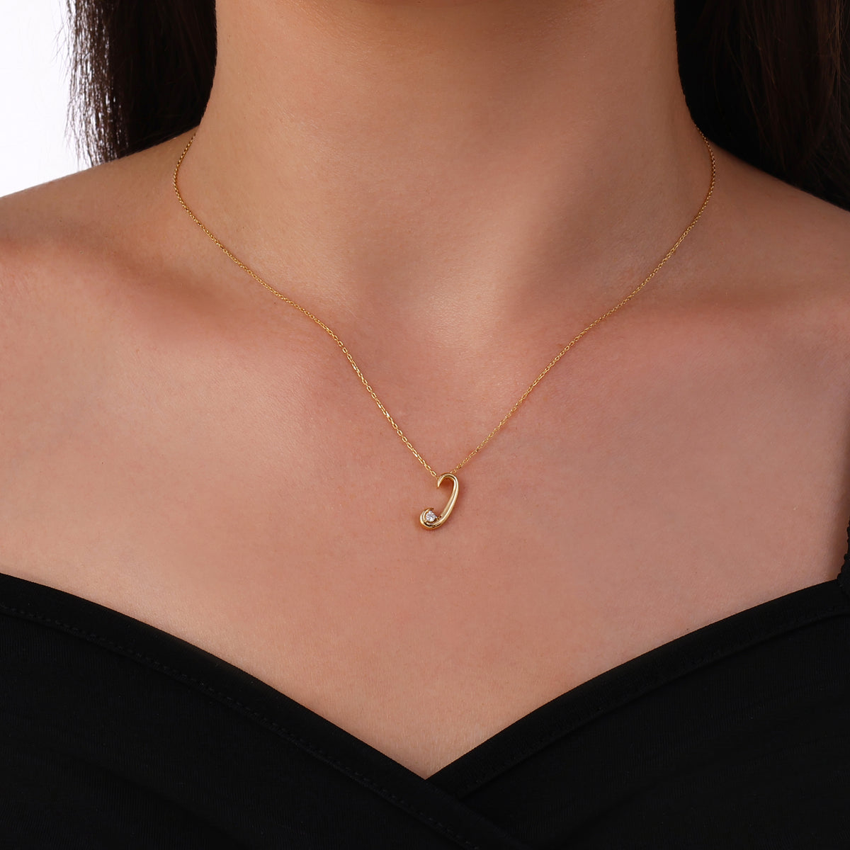 0.03 Karat Pırlanta I Harf Kolye