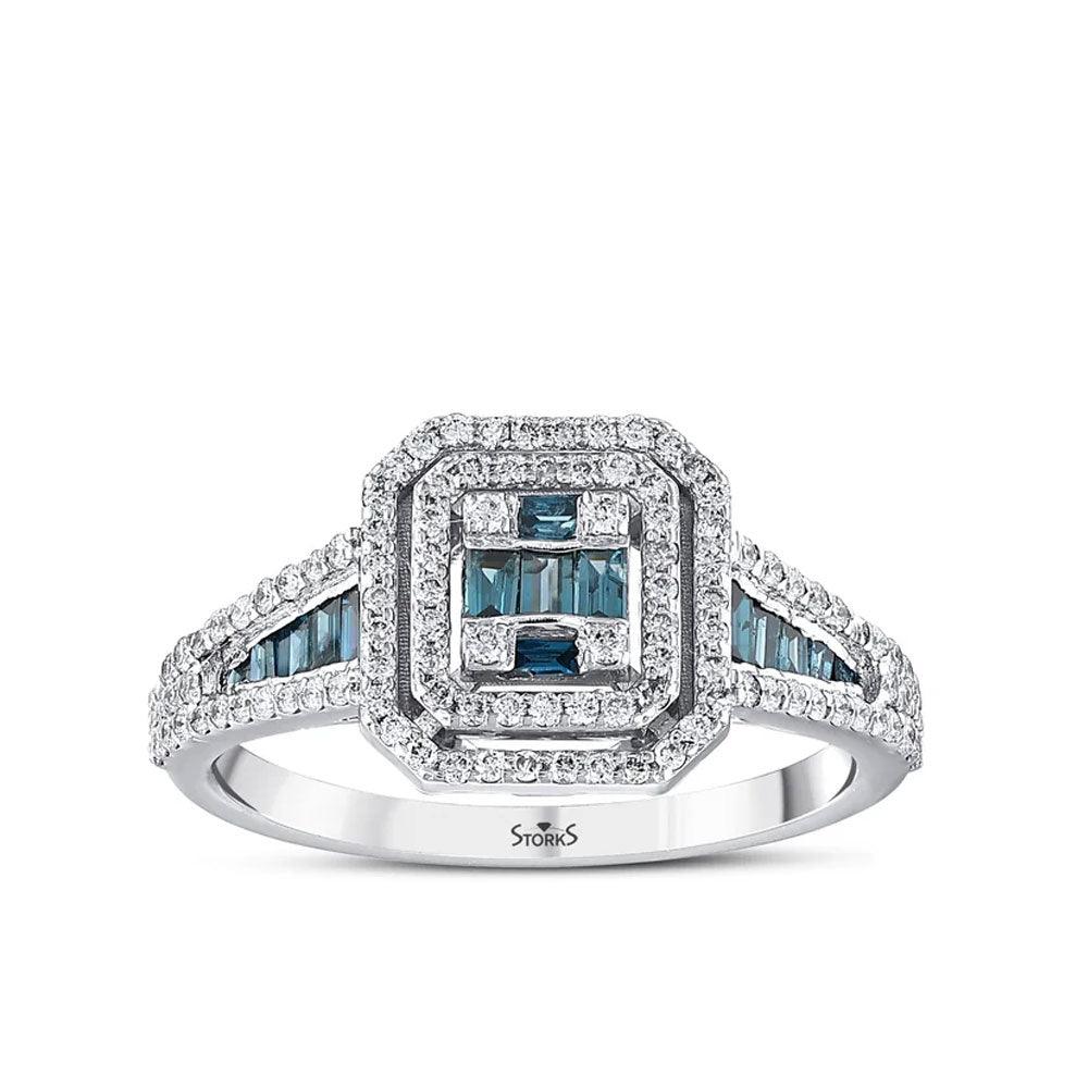 0.76 Karat Deep Blue Baget Yüzük