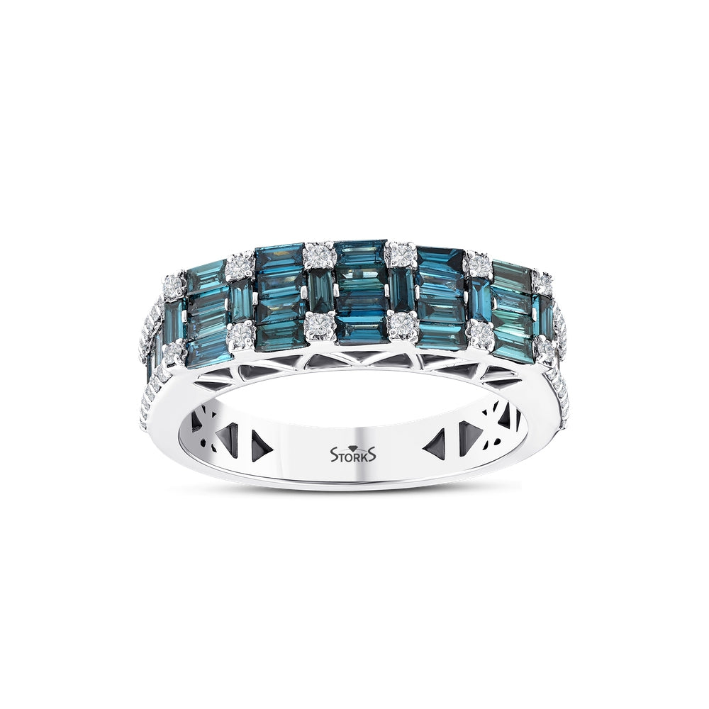 1.13 Karat Deep Blue Baget Pırlanta Yüzük