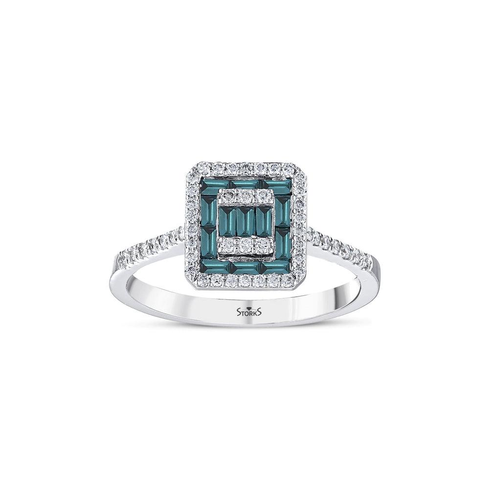 0.67 Karat Deep Blue Baget Pırlanta Yüzük