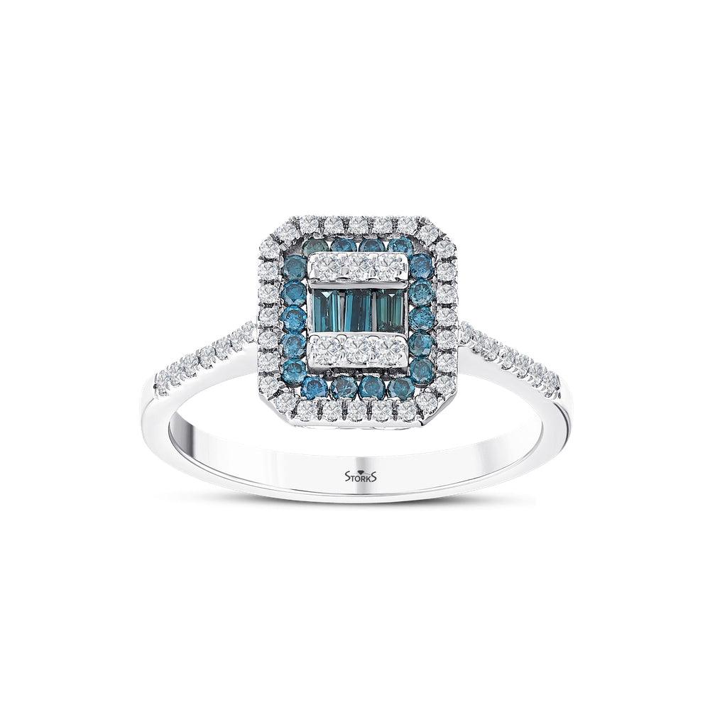 0.47 Karat Deep Blue Baget Pırlanta Yüzük