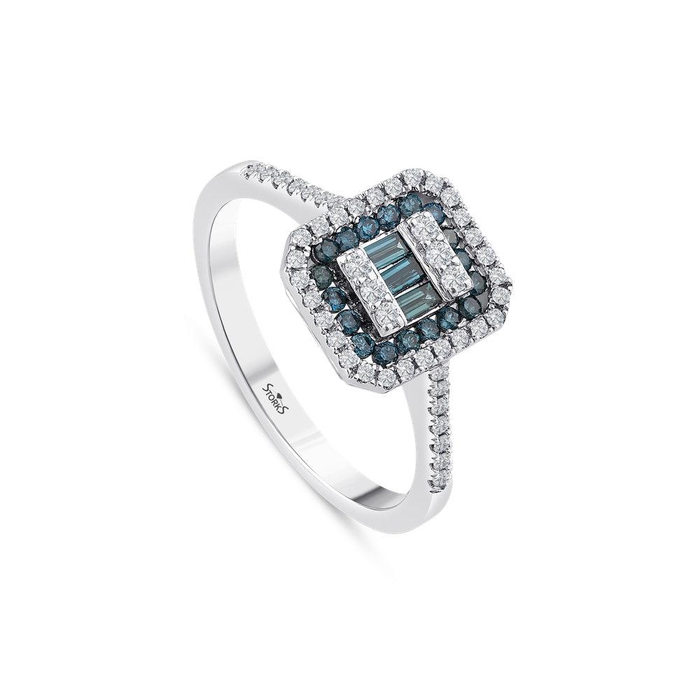 0.47 Karat Deep Blue Baget Pırlanta Yüzük