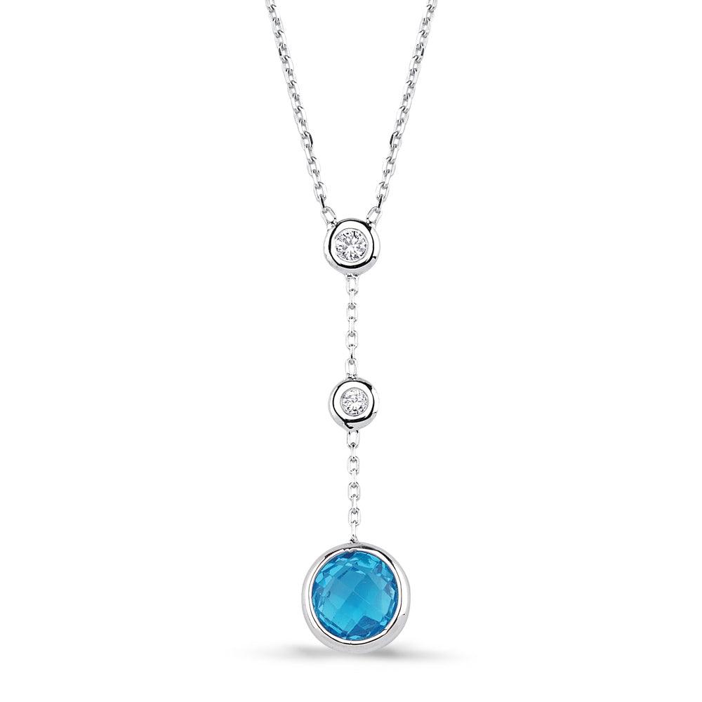 1.95 Karat Pırlanta Blue Topaz Kolye