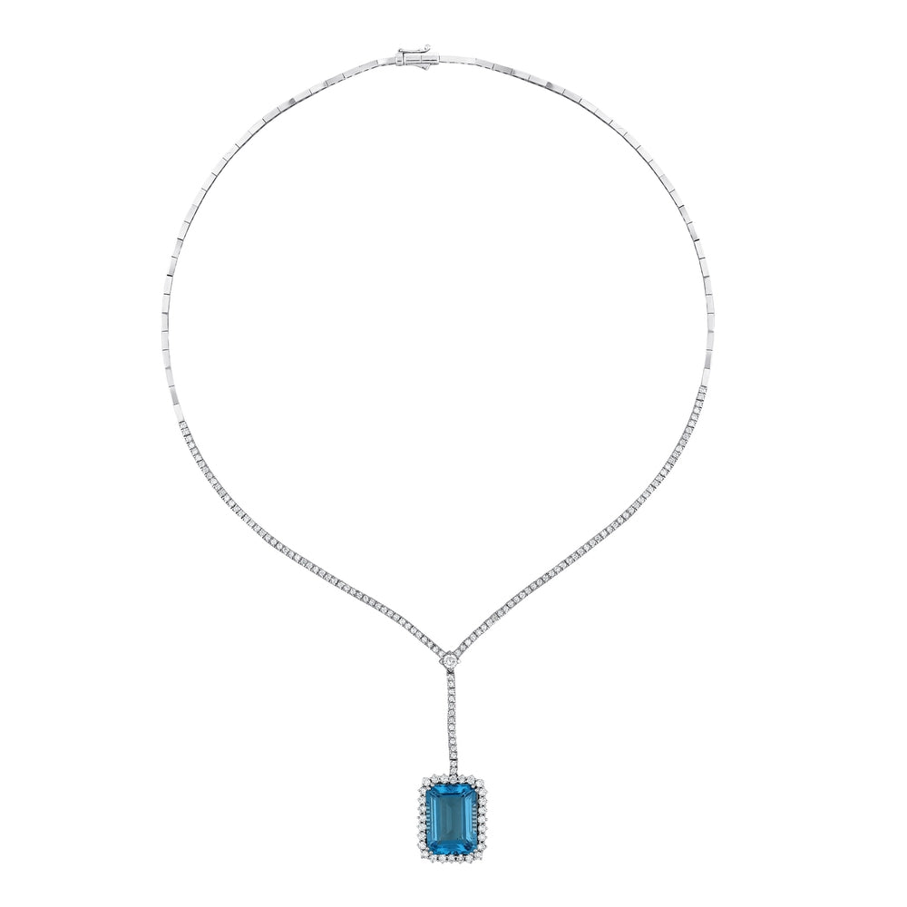 21.51 Karat Blue Topaz Pırlanta Gerdanlık