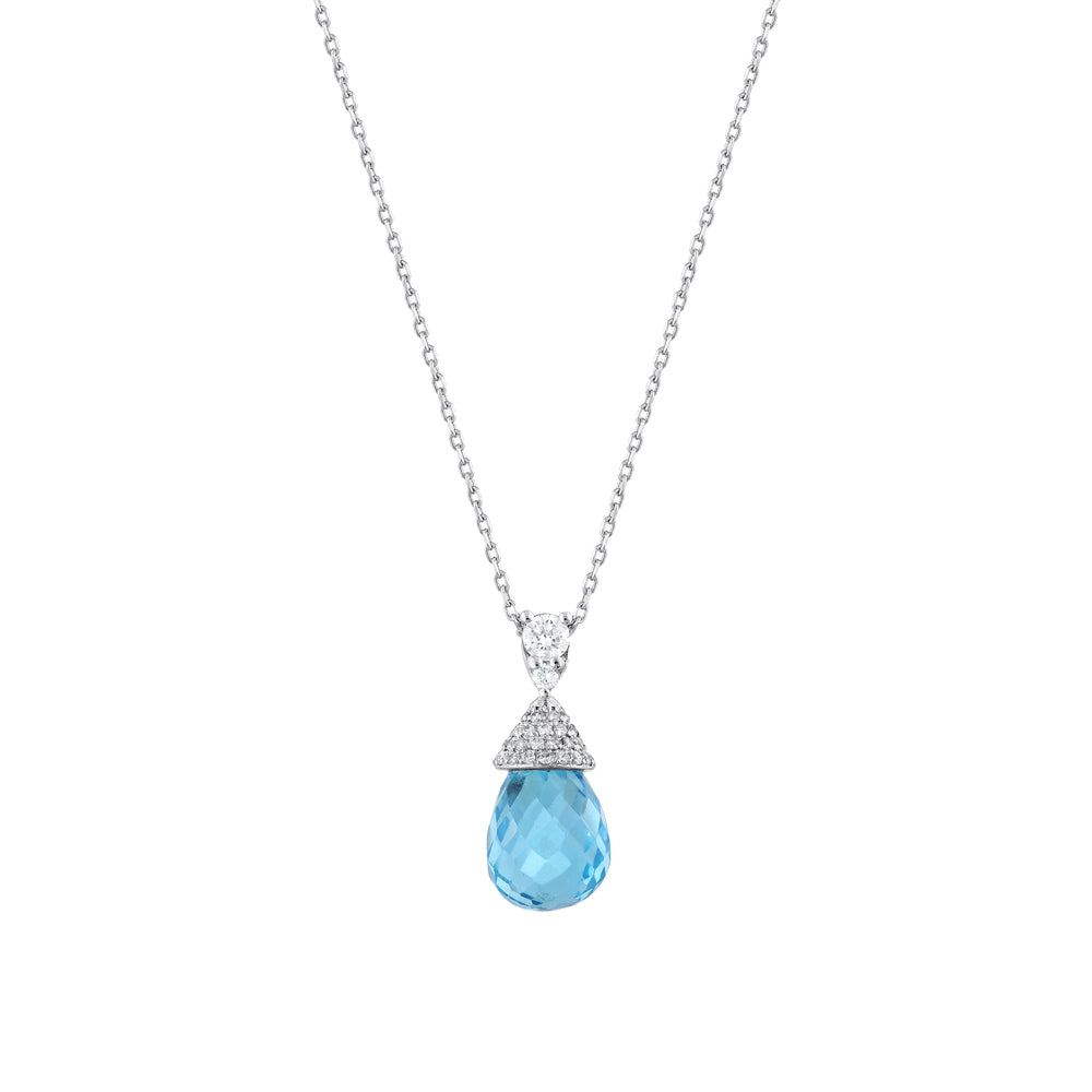 5.75 Karat Blue Topaz Pırlanta Kolye