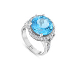 8.54 Karat Blue Topaz Pırlanta Yüzük