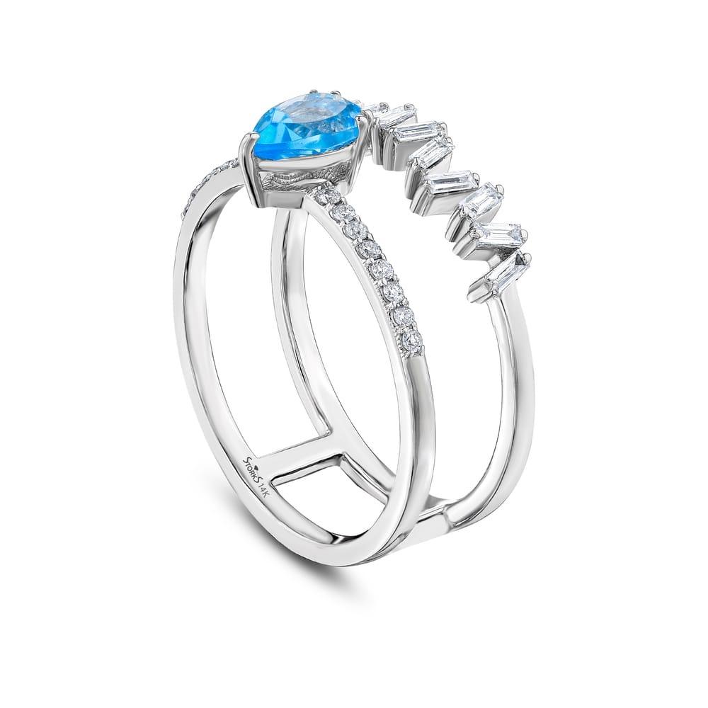 0.82 Karat Tide Blue Topaz Pırlanta Yüzük