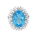 12.87 Karat Blue Topaz Pırlanta Yüzük