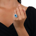 12.87 Karat Blue Topaz Pırlanta Yüzük
