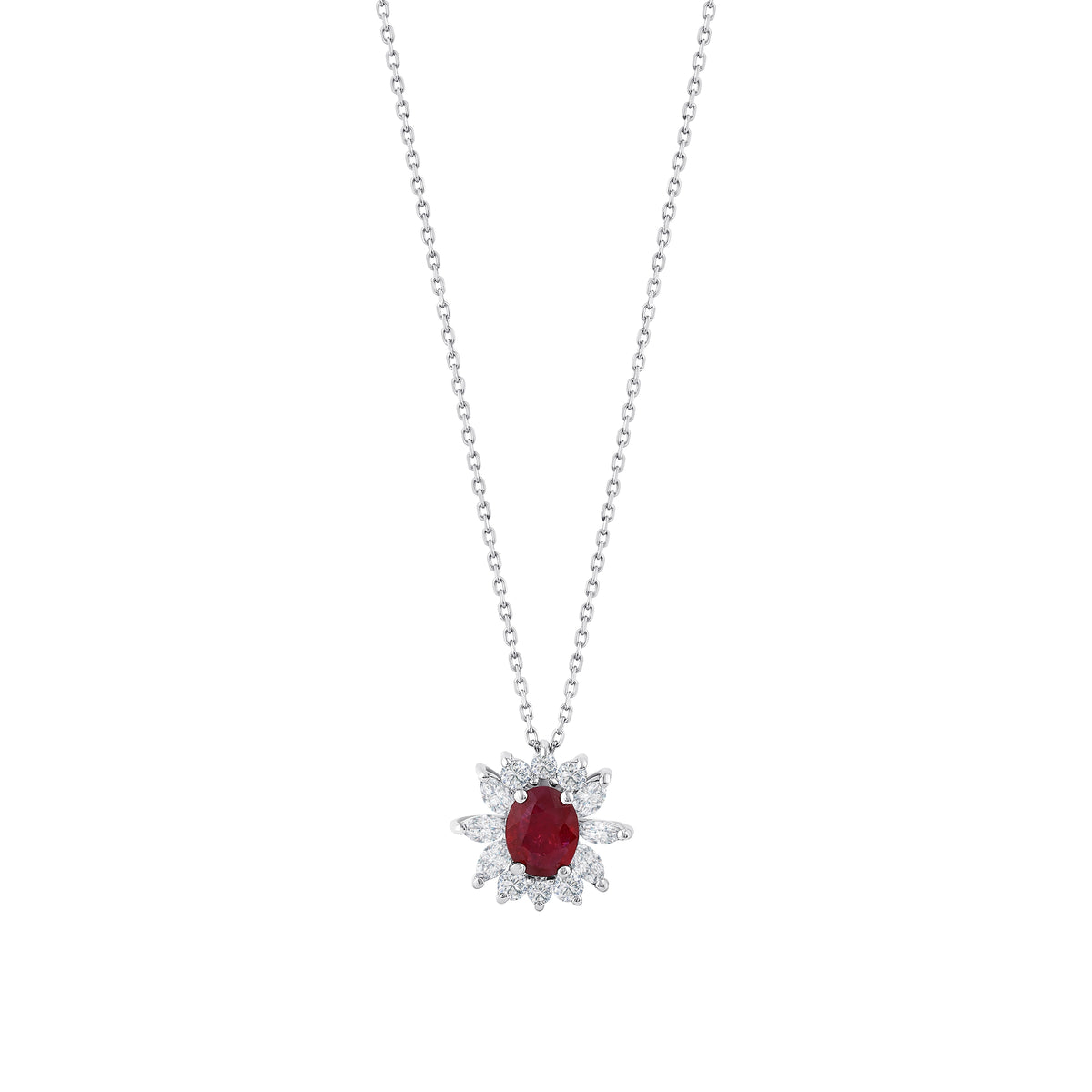0.94 Karat Flora Yakut Markiz Pırlanta Kolye