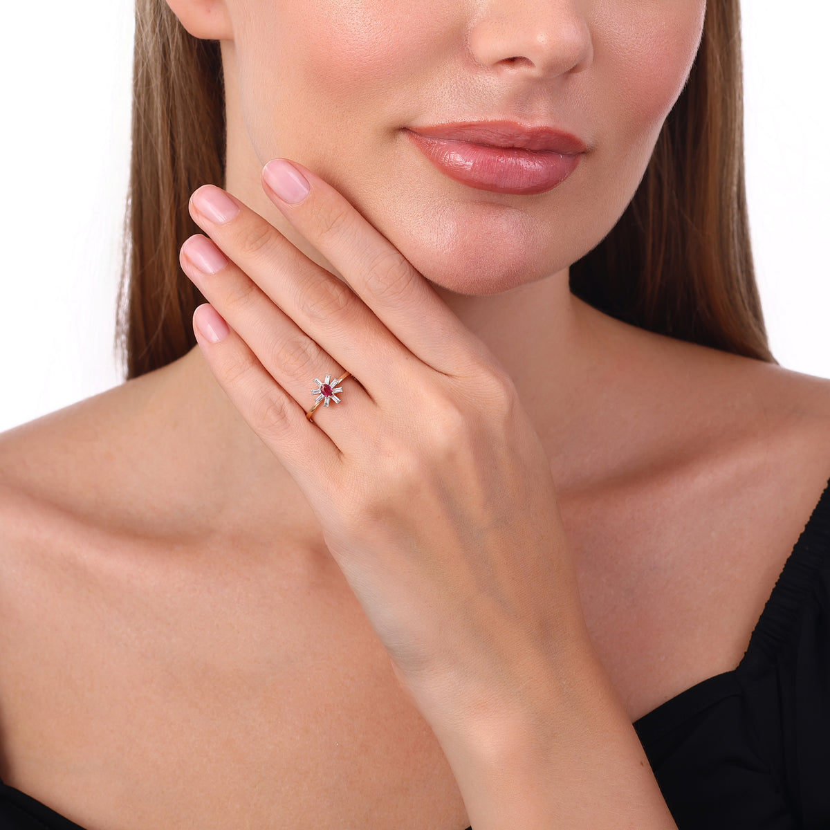 0.39 Karat Molino Yakut Baget Pırlanta Yüzük