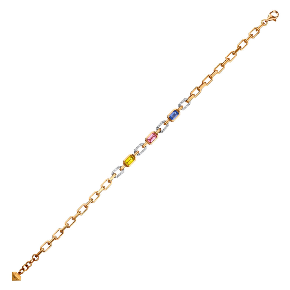1.00 Karat Cherry Renkli Safir Pırlanta Bileklik