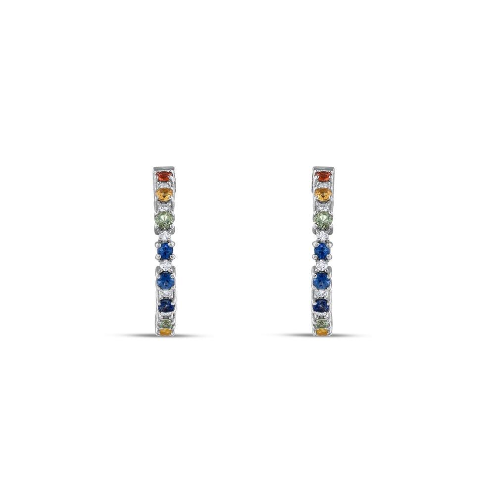 0.75 Karat Rainbow Safir Pırlanta Halka Küpe