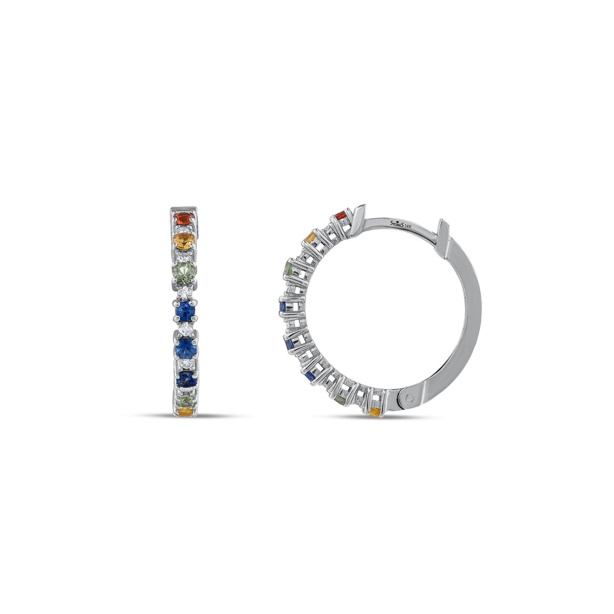0.75 Karat Rainbow Safir Pırlanta Halka Küpe