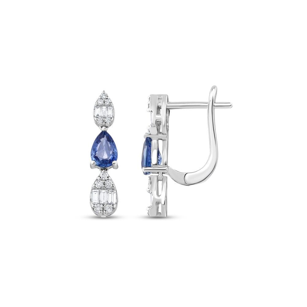 1.23 Karat Goccia Safir Pırlanta Küpe