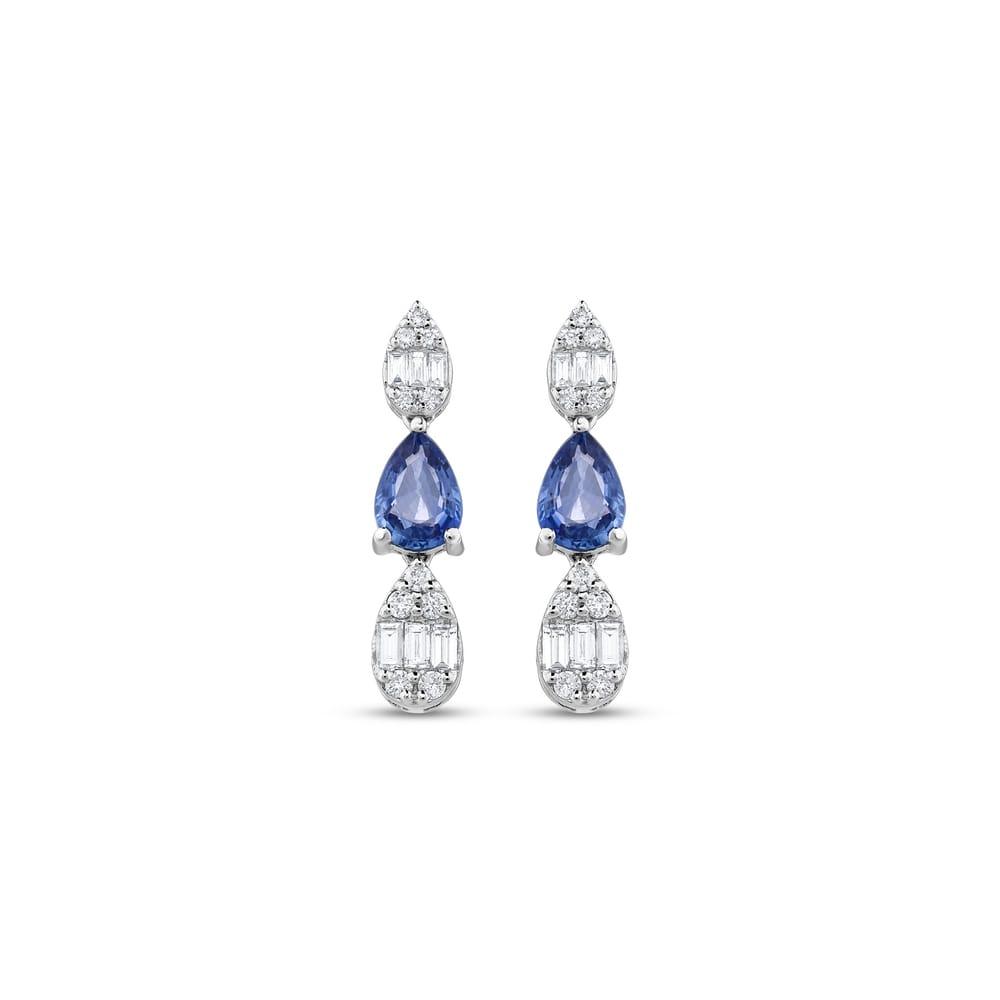 1.23 Karat Goccia Safir Pırlanta Küpe