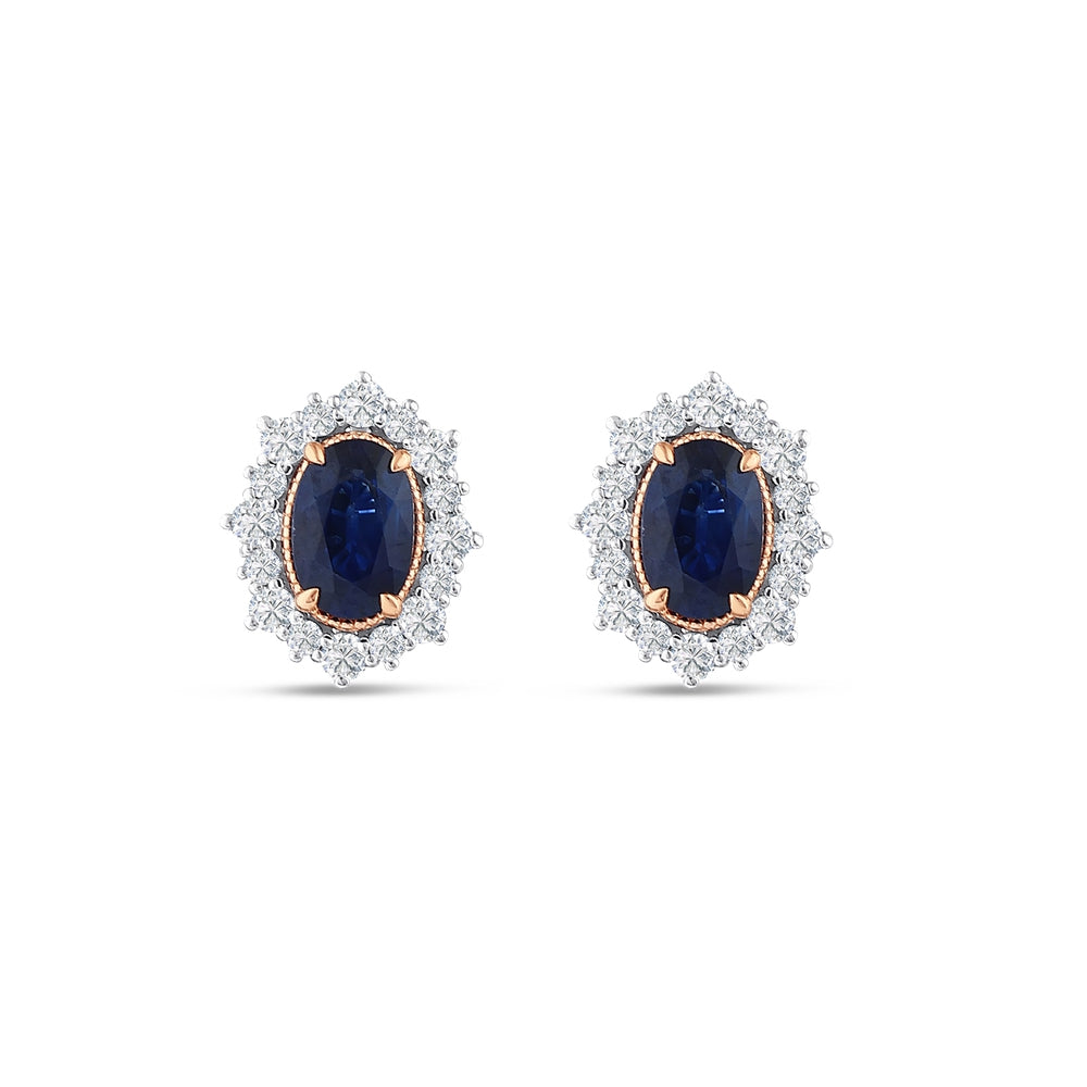 1.42 Karat Laranj Safir Pırlanta Küpe