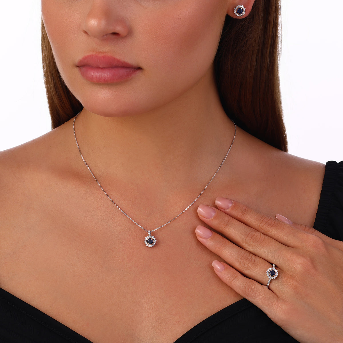 0.54 Karat Laranj Safir Pırlanta Kolye