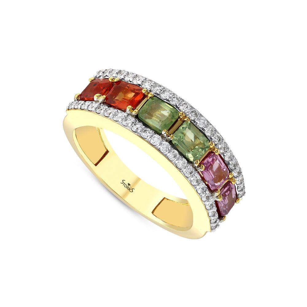 2.16 Karat Rainbow Yarımtur Pırlanta Yüzük