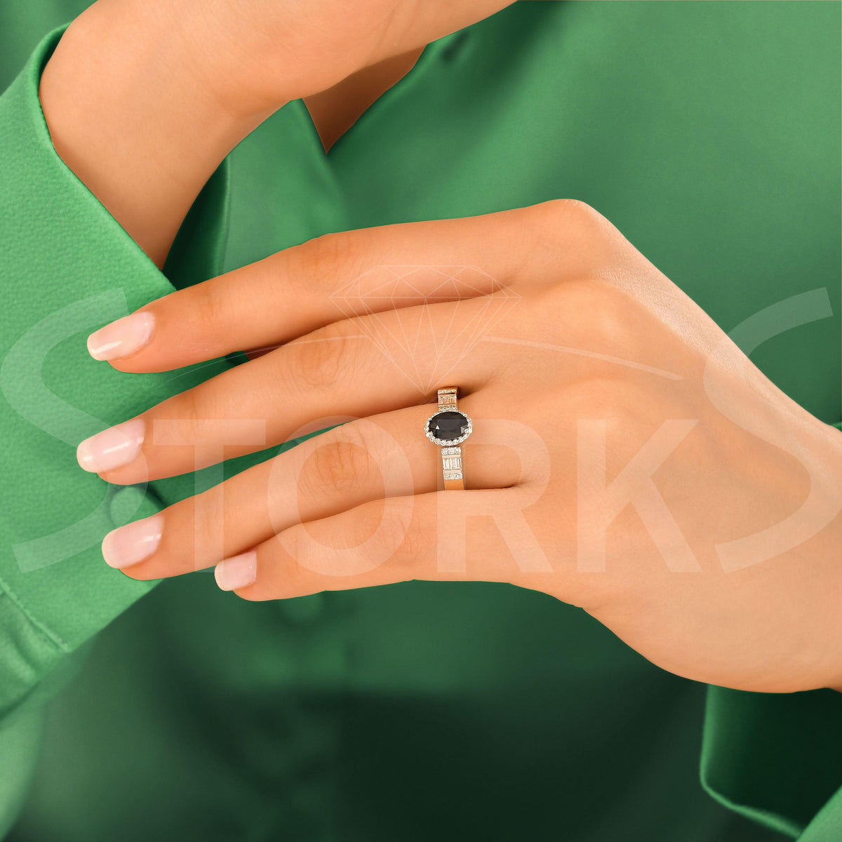 1.15 Karat Safir Pırlanta Storks Yüzük