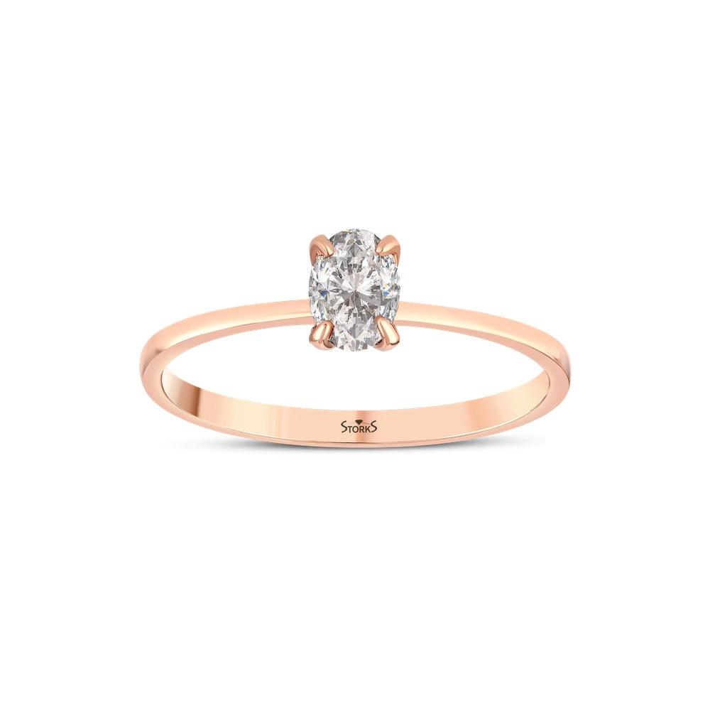 0.33 Karat Oval Kesim Tektaş Pırlanta Yüzük