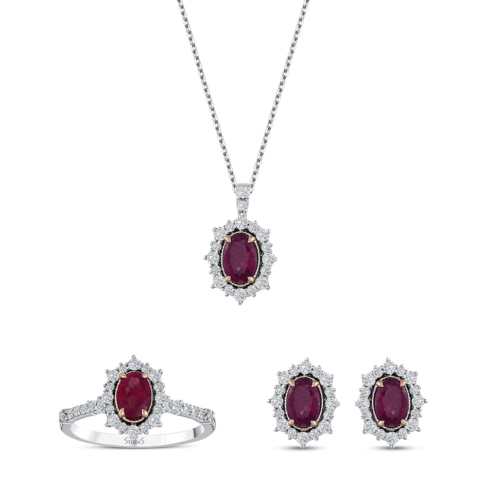 2.88 Karat Laranj Yakut Pırlanta Set