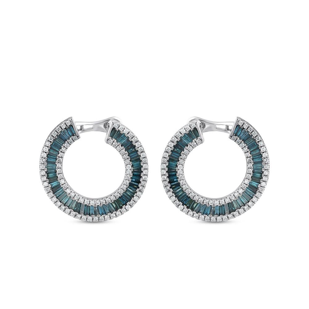 2.75 Karat Deep Blue Baget Küpe