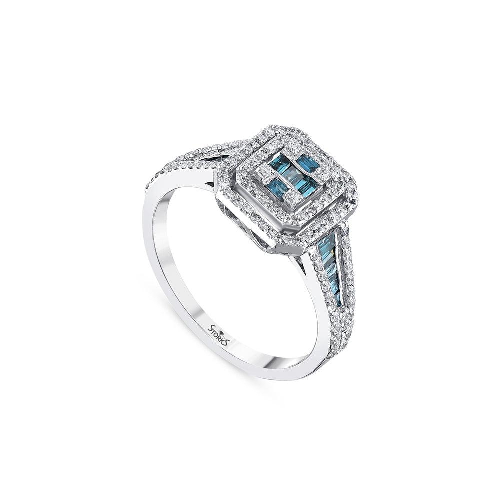 0.76 Karat Deep Blue Baget Yüzük