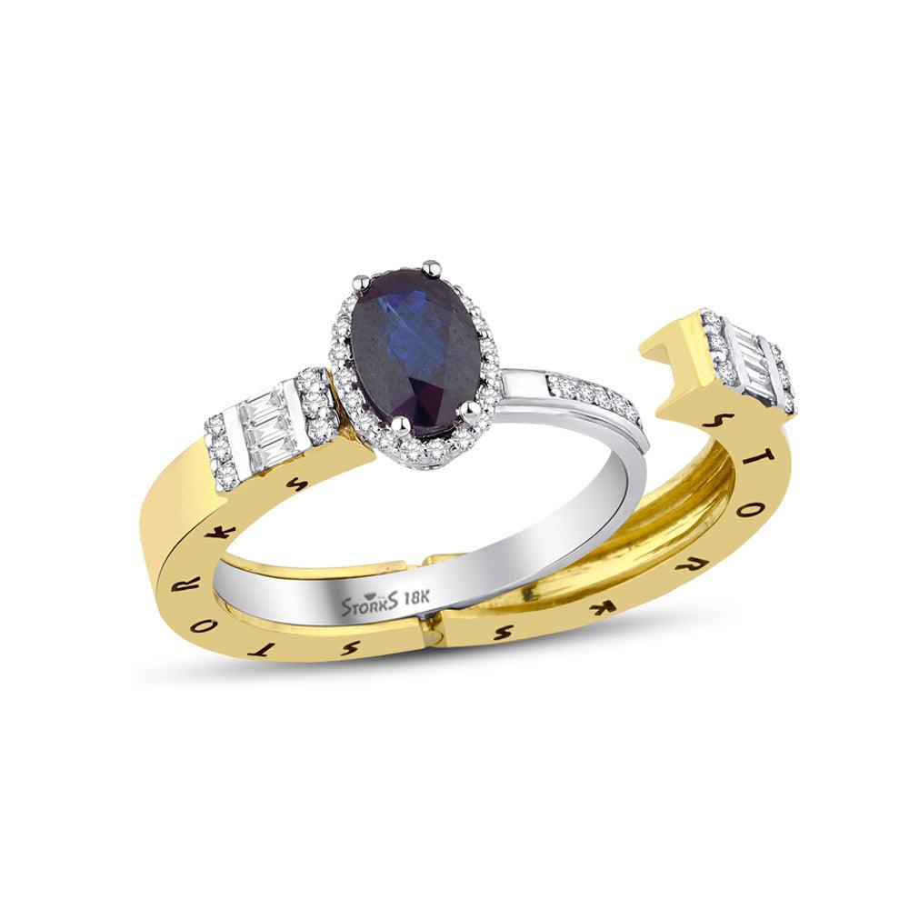 1.15 Karat Safir Pırlanta Storks Yüzük